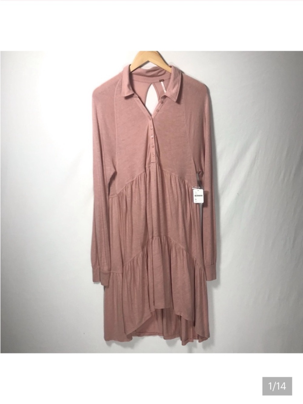 Free People Best Girl Tunic Tiered High Low Ruffles Keyhole Back Dress Medium - Picture 1 of 15